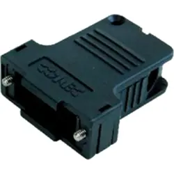 D-Sub connector housing, size: 2 (DA), angled 45°, cable Ø 4 to 6.3 mm, PBT, black, 165X13429XE