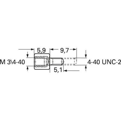 Threaded bolt, M3 for D-Sub, 1-828101-1 - 1