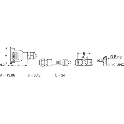 D-Sub connector housing, size: 2 (DA), straight 180°, cable Ø 6 to 12 mm, PBT, black, 165X14879X - 1