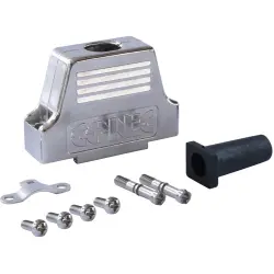 D-Sub connector housing, size: 3 (DB), straight 180°, cable Ø 7 mm, zinc die casting, silver, 165X17479X