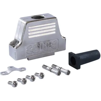 D-Sub connector housing, size: 3 (DB), straight 180°, cable Ø 7 mm, zinc die casting, silver, 165X17479X - 1