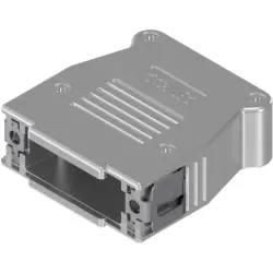 D-Sub connector housing, size: 2 (A), straight 180°, angled 90°, plastic, metallized, silver, 16-001760