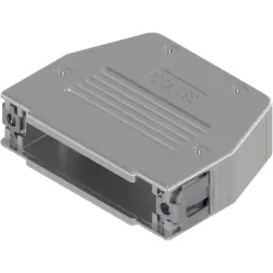 D-Sub connector housing, size: 3 (B), straight 180°, angled 90°, plastic, metallized, silver, 16-001770