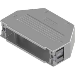 D-Sub connector housing, size: 5 (D), straight 180°, angled 90°, plastic, metallized, silver, 16-001790