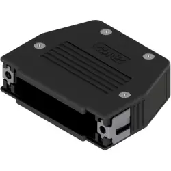 D-Sub connector housing, size: 3 (B), straight 180°, angled 90°, plastic, black, 16-001830