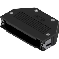 D-Sub connector housing, size: 4 (C), straight 180°, angled 90°, plastic, black, 16-001840