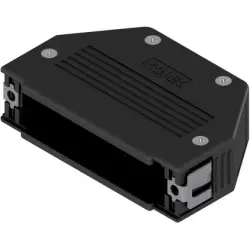 D-Sub connector housing, straight 180°, angled 90°, plastic, black, 16-001850