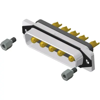 D-Sub plug, 5 pole, 5W5, equipped, straight, solder cup, 15-006953 - 1