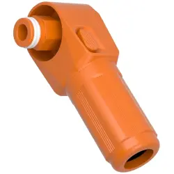 High-voltage battery coupling plug, angled, orange, 1000 VDC, 120 A, 381167156