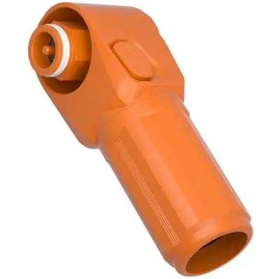 High-voltage battery coupling plug, angled, orange, 1500 VDC, 350 A, 381167168 - 1