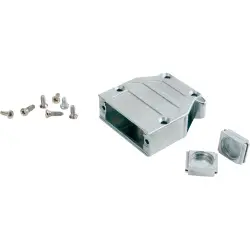 D-Sub connector housing, size: 1 (E), straight 180°, cable Ø 12.1 mm, zinc die casting, metal, 165X11159X
