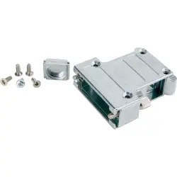 D-Sub connector housing, size: 1 (E), straight 180°, cable Ø 12.1 mm, zinc die casting, metal, 165X11609X