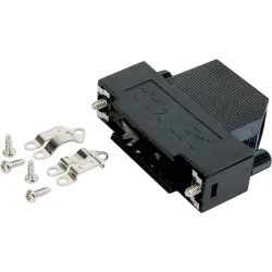 D-Sub connector housing, angled 45°, cable Ø 8 mm, PC, black, 165X11709X