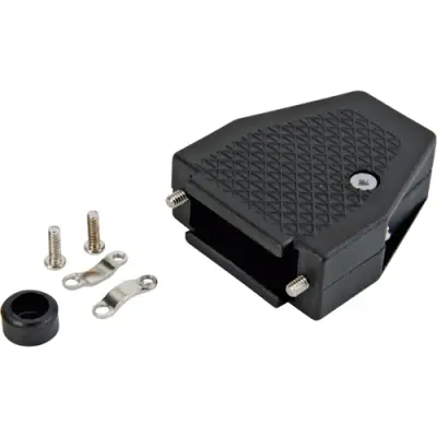 D-Sub connector housing, size: 1 (E), straight 180°, angled 45°, cable Ø 7.5 mm, PBT, black, 165X13019X - 1