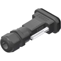D-Sub connector housing, size: 1 (E), straight 180°, cable Ø 5 to 10 mm, PBT, black, 165X14819X