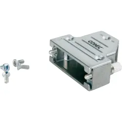 D-Sub connector housing, angled 45°, cable Ø 10 x 9.2 mm, zinc die casting, metal, 600X51309X