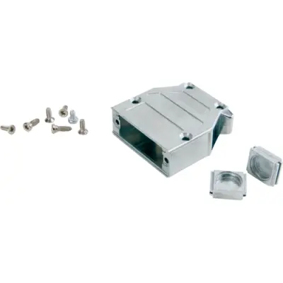 D-Sub connector housing, size: 2 (A), straight 180°, angled 45°, cable Ø 12.1 mm, zinc die casting, metal, 165X10869X - 1