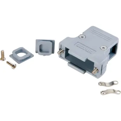 D-Sub connector housing, size: 2 (A), straight 180°, angled 45°, cable Ø 8 mm, ABS, metal, 165X11929X - 1