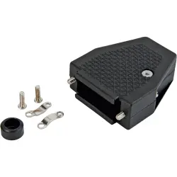 D-Sub connector housing, size: 2 (A), straight 180°, angled 45°, cable Ø 8.5 mm, PBT, black, 165X13029X