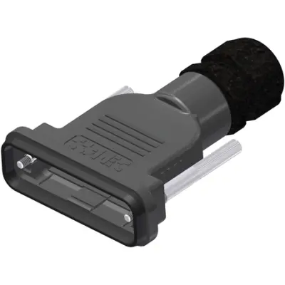 D-Sub connector housing, size: 3 (B), straight 180°, cable Ø 6 to 12 mm, PBT, black, 165X14839X - 1