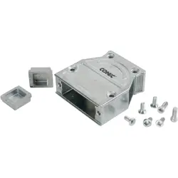 D-Sub connector housing, size: 3 (B), straight 180°, angled 45°, cable Ø 12 x 0.9 mm, zinc die casting, metal, 600X51125X