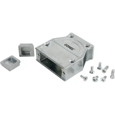 D-Sub connector housing, size: 3 (B), straight 180°, angled 45°, cable Ø 12 x 0.9 mm, zinc die casting, metal, 600X51125X - 1