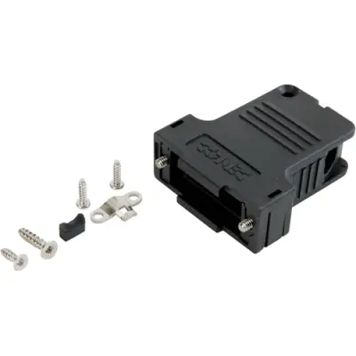 D-Sub connector housing, size: 4 (C), angled 45°, cable Ø 15 mm, PBT, black, 165X13449X - 1