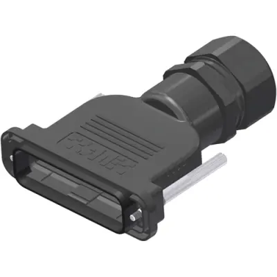 D-Sub connector housing, size: 4 (C), straight 180°, cable Ø 9 to 16 mm, PBT, black, 165X14849X - 1