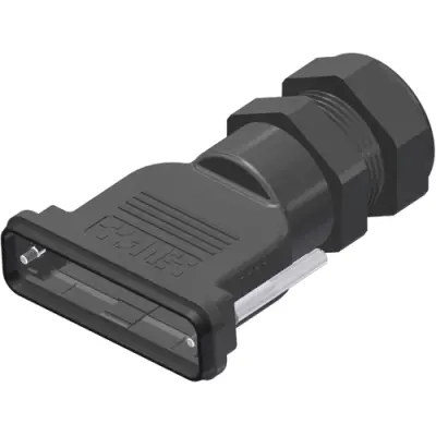 D-Sub connector housing, size: 5 (D), straight 180°, cable Ø 13 to 20 mm, PBT, black, 165X14859X - 1