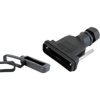 D-Sub connector housing, size: 5 (D), straight 180°, cable Ø 13 to 20 mm, PBT, black, 165X14909X - 1