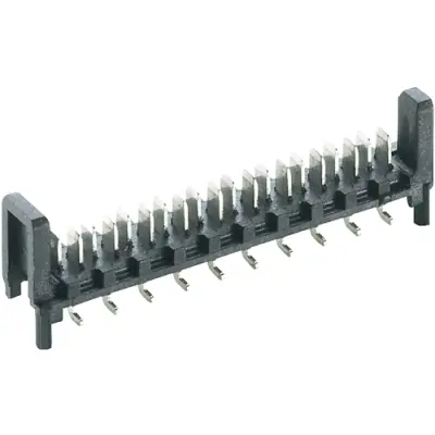 Pin header, 16 pole, pitch 1.27 mm, straight, black, MICS/SMD 16 - 1