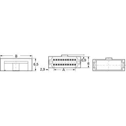 Socket header, 10 pole, pitch 2.54 mm, straight, gray, 525.060.035.010.010