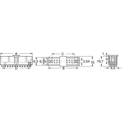 Pin header, 20 pole, pitch 2.54 mm, straight, black, 511.068.803.020.010