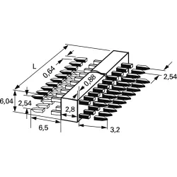 Pin header, 10 pole, pitch 2.54 mm, straight, gray, 511.030.003.010.000