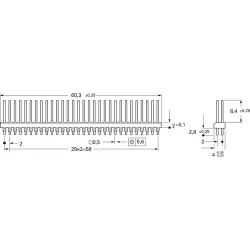 Male header, 2 mm, 125 °C, 1.7 mA