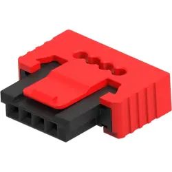 Socket header, 4 pole, pitch 1.27 mm, angled, red/black, 214025-E