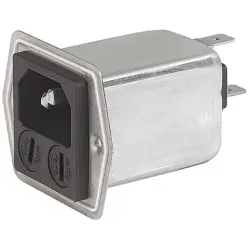 Suppressor filter IEC plug C14, 50 to 60 Hz, 6 A, 250 VAC, faston plug 6.3 mm, 5707.0603.313