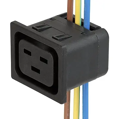 Panel socket J, 3 pole, snap-in, plug-in connector 6.3 x 0.8, 6.0 mm², black, 4710.1254 - 1