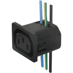 Panel socket F, 3 pole, snap-in, plug-in connector 4.8 x 0.8, 2.5 mm², black, 6610.1354