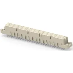 Female connector, type C, 96 pole, a-b-c, pitch 2.54 mm, solder connection, straight, gold-plated, 284308-E