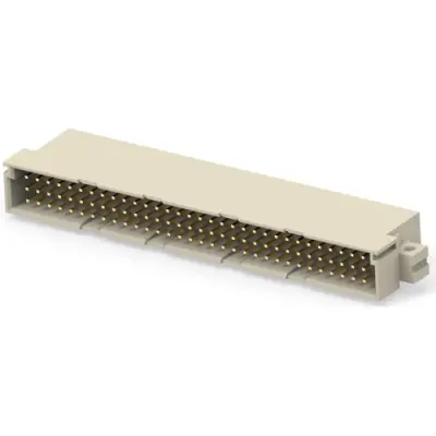 Male connector, type C, 96 pole, a-b-c, pitch 2.54 mm, press-in connection, angled, gold-plated, 254835-E - 1