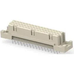 Female connector, type C, 48 pole, a-b-c, pitch 2.54 mm, solder connection, straight, gold-plated, 254895-E