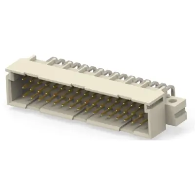 Male connector, type C, 48 pole, a-b-c, pitch 2.54 mm, solder connection, angled, gold-plated, 384576-E - 1