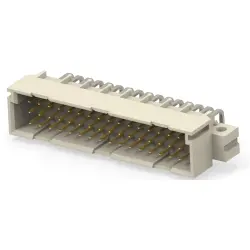 Male connector, type C, 48 pole, a-b-c, pitch 2.54 mm, solder connection, angled, gold-plated, 384576-E