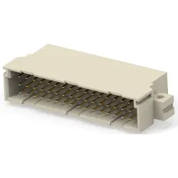 Male connector, type C, 48 pole, a-b-c, pitch 2.54 mm, press-in connection, angled, gold-plated, 354329-E