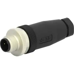 Plug, M12, 2 pole, screw connection, screw locking, straight, T4111001021-000