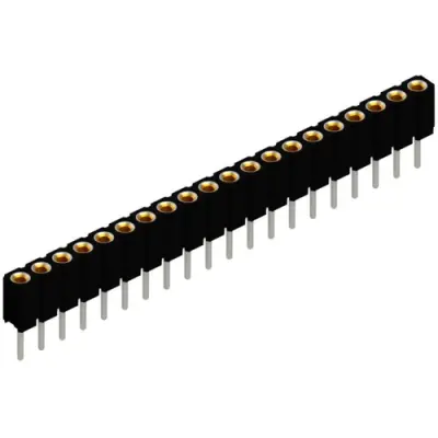 Socket header, 20 pole, pitch 2 mm, straight, black, BLY 1 20 - 1