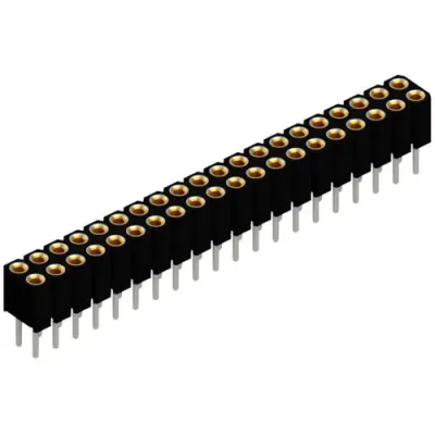 Socket header, 40 pole, pitch 2 mm, straight, black, BLY 2 40 - 1