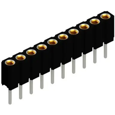 Socket header, 10 pole, pitch 2 mm, straight, black, BLY 1 10 - 1
