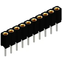 Socket header, 10 pole, pitch 2 mm, straight, black, BLY 1 10